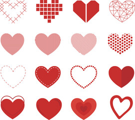 Set of hearts for valentine's day. Holiday of all lovers. flat design. Heart and love. EPS 10