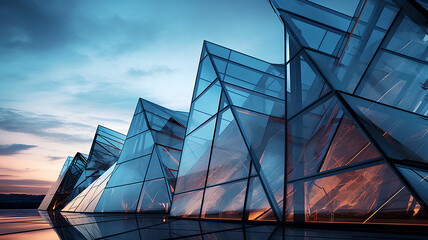  Abstract glass architectural forms of buildings, roofs. Modern models.