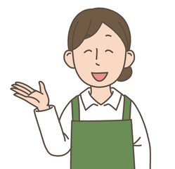 商品の説明をする女性シンプルイラスト