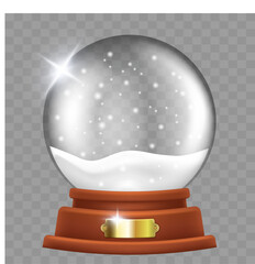 Snow globe. Glass ball with snow. Vector clipart isolated on transparent background.