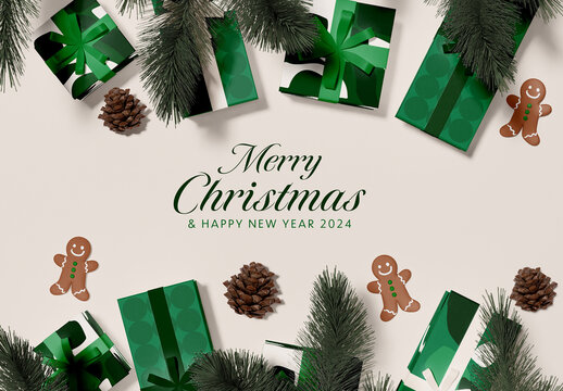 Christmas Thame with Boxes Background Mockup