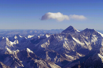Aerial view of Everest, Manaslu, Lhotse - obrazy, fototapety, plakaty
