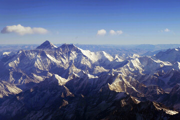 Aerial view of Everest, Manaslu, Lhotse