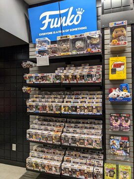 Display of Funko Pop! Figures Inside a GameStop Store