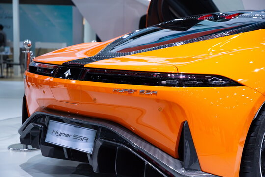 Thailand - Dec 4, 2023: AION Hyper SSR on display at Thailand International Motor Show 2023 Arina Muangthong Thani or Motor Expo in Bangkok, Thailand.