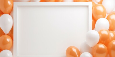 Obraz na płótnie Canvas balloons with a white frame for a card, generative AI