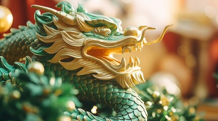 Fototapeta premium Green Wood Dragon symbol chinese new year
