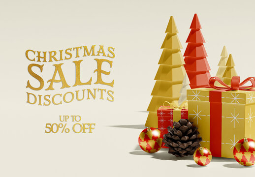 Front View of Christmas Theme Background Mockup 