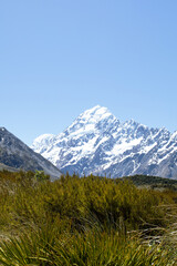 Fototapeta premium Landscape of a snowy mountain. Aoraki, Mount Cook National Park on New Zealand