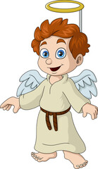 Cute angel cartoon on white background