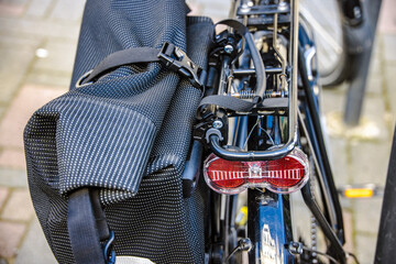 Fototapeta na wymiar Bicycle bag on a luggage rack