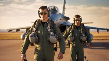 Portrait of pilot man of  f-16 fighter with helmet. - obrazy, fototapety, plakaty