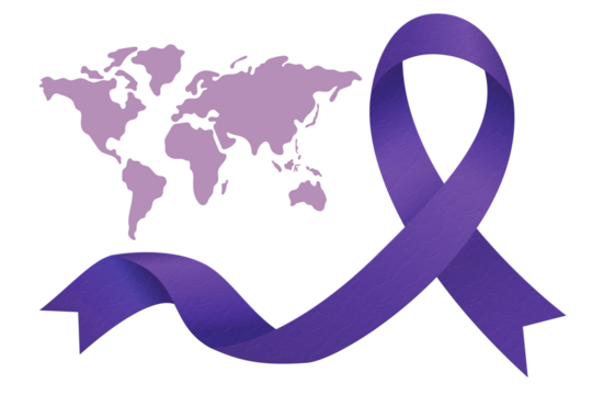 fita roxa para o dia mundial de combate ao câncer.