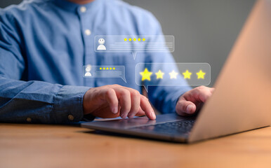 Customer service Satisfaction Survey, 5-star satisfaction, service experience rating online...