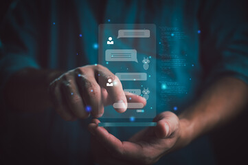 Chat with AI, Ai technology, Artificial Intelligence. Technology smart robot AI, artificial...