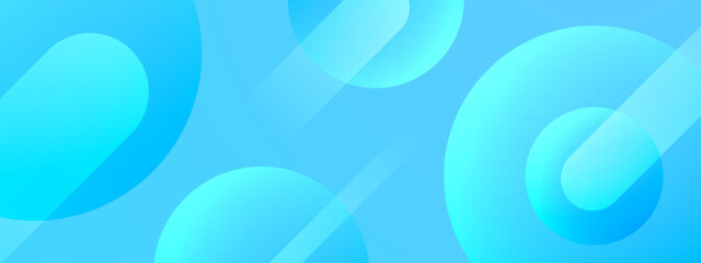 Blue abstract banner with shapes