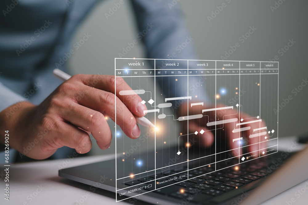Poster analyst working in business analytics and data management system to make report with kpi and metrics