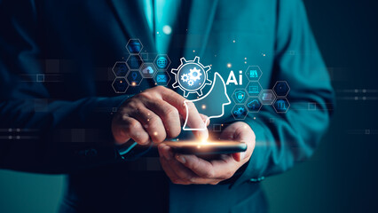 AI, Artificial Intelligence, technology smart robot AI, artificial intelligence by enter command...