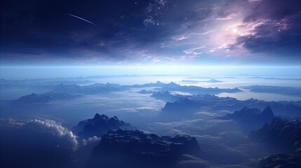 Naklejka na ściany i meble Planetary fog, where the light of young stars illuminates the surrounding clouds