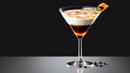 White cocktail is Russian with vanilla vodka and coffee liqueur - obrazy, fototapety, plakaty
