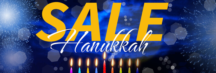 Jewish holiday Hanukkah. National Israel holiday. Sale. 3d illustration