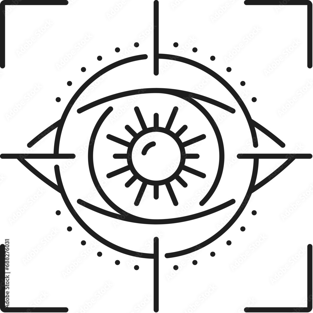 Poster retina scanning biometric identification, recognition and verification icon. isolated vector linear 