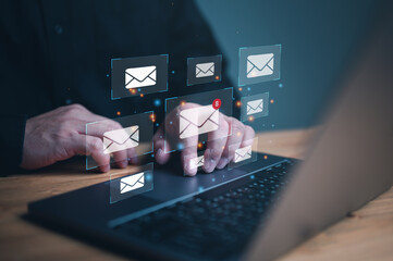 Email inbox, online communication and e-mail marketing concept, email marketing concept, company...
