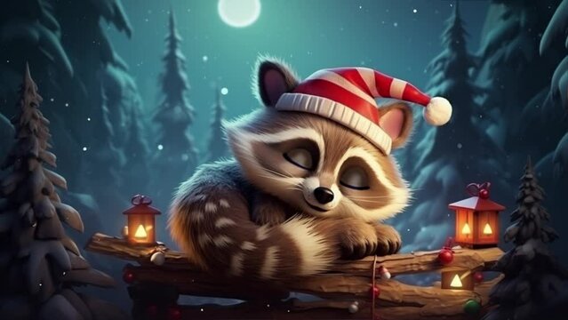 Breathing and sleeping animation, best loop video for lullaby, christmas Ai Generated