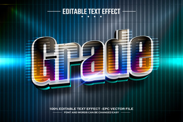 Grade 3D editable text effect template - obrazy, fototapety, plakaty