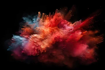 Fotobehang Black Isolated Explosion Particle Dust Colorful abstract art colourful cloud artistic concept background blood brightly coloured macro colours fantasy flow blue burst © akkash jpg