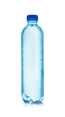 One plastic bottle with fresh water isolated on white