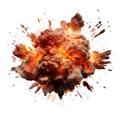 Powerful explosion with fire, cut out - stock png.	