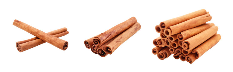 Obraz na płótnie Canvas Set of cinnamon sticks, cut out - stock png. 