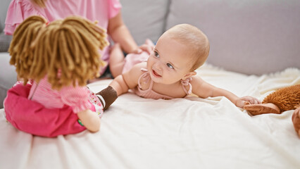 Cool mum and tiny tot, a casual indoor lifestyle of a mother and daughter's lovely playtime,...