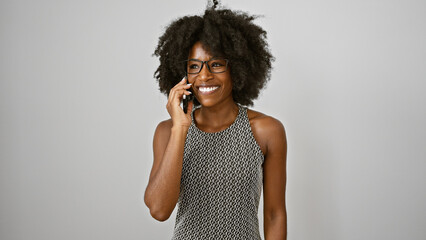 African american woman business worker talking on smartphone working over isolated white background