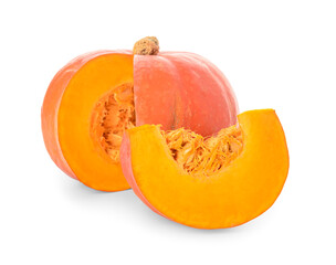 Orange fresh pumpkin on white background