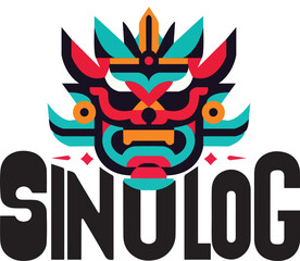 Dynamic Sinulog Design Typography Logo Text: Festive Design for Honoring Cebu's Santo Niño