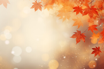 Autumn Leaves in Vibrant Oranges and Reds with Glistening Bokeh for a Warm Seasonal Background