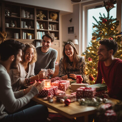 group of people celebrating christmas