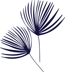 Blue leaf of palm tree. cartoon illustration of leaves