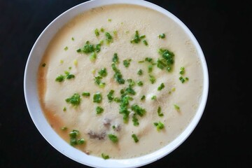 chinese steamed silky eggs with scallions and pork 