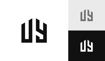 Letter UY initial with house shape logo design - obrazy, fototapety, plakaty