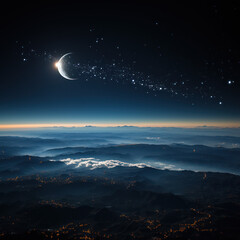 Fototapeta na wymiar Moon's Himalayan Serenade: The Last Quarter View