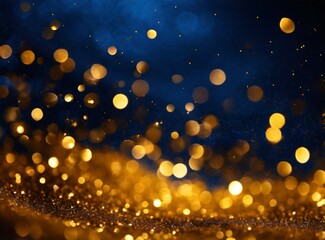 Fototapeta na wymiar Abstract background with Dark blue and gold particle. New year, Christmas background with gold stars and sparkling. Christmas Golden light shine particles bokeh on navy background. Gold foil texture