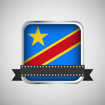 Vector Round Banner With Democratic Republic of the Congo Flag