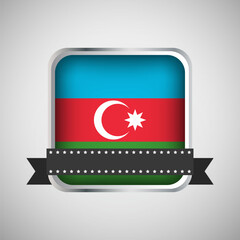 Vector Round Banner With Azerbaijan Flag