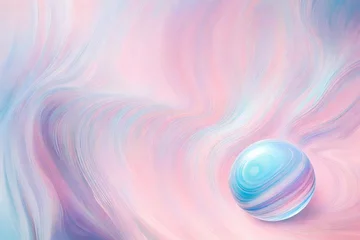 Fotobehang bstract art, blur, grainy, a bit blurry, light pastel pink, pastel purple, pastel blue, sphere © Malik