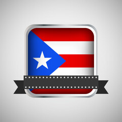 Vector Round Banner With Puerto Rico Flag