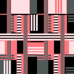 Pink and Black Preppy Modern Geometric Wall Art or Textiles Print