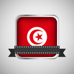 Vector Round Banner With Tunisia Flag